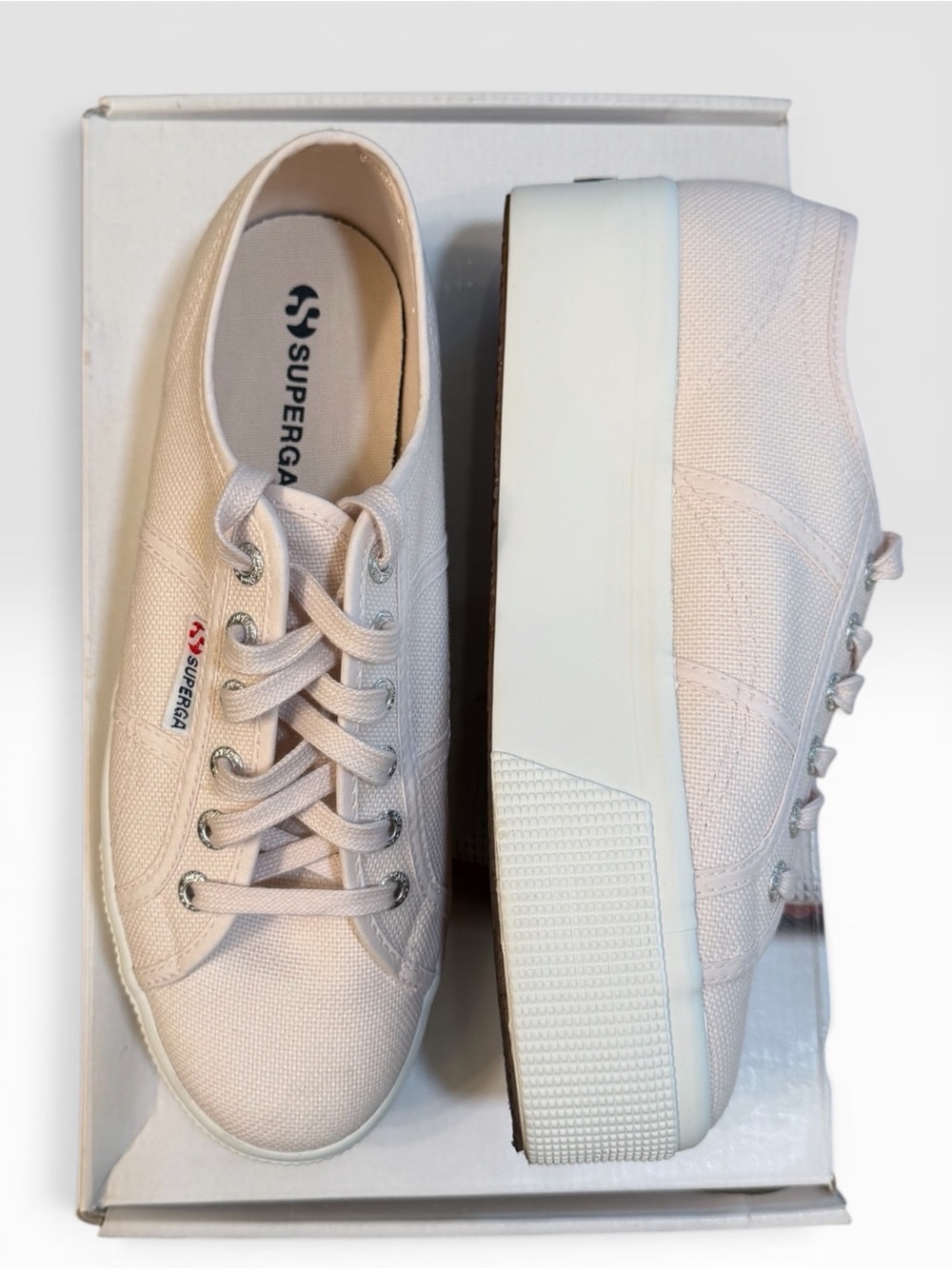 Superga 2790 Platform Sneakers Light Pink Canvas EU 39 US 8 with Box